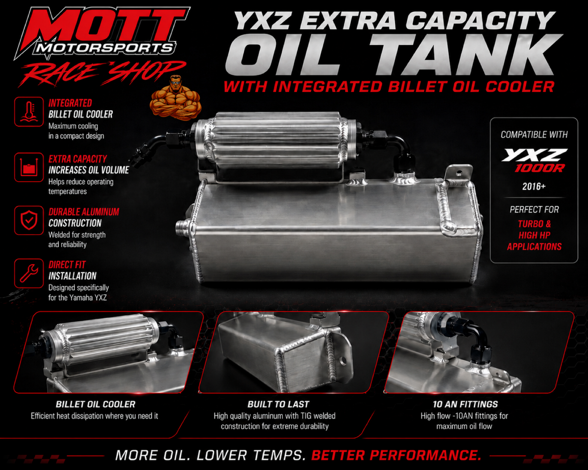 MOTT “RACE SHOP” YXZ Extra capacity oil tank with integrated